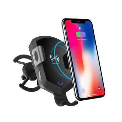 Free Sample Wireless universal  Car mobile phone Mount Holder and Charger 10W Qi Fast Charging Smart Car Mount Cell Phone Holder