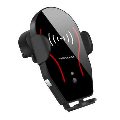 Free Sample 10W Qi Fast Charging Automatic Induction Mobile Phone Car Wireless Charger Holder With Suction Cup Mount